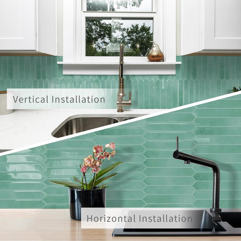 MOONFUN Cyan Long Hexagon Tile Peel and Stick Backsplash, 10 Sheets Self-Adhesive Wall Tiles Stick on Back Splash for Kitchen, Bathroom, Fireplace,RV(12"×12") - Image 3